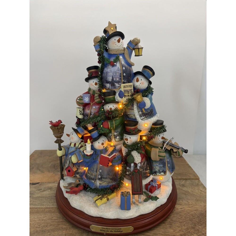 Thomas Kinkade 2009 Bradford Exchange Home For The Holiday Snowman Tree #A0796